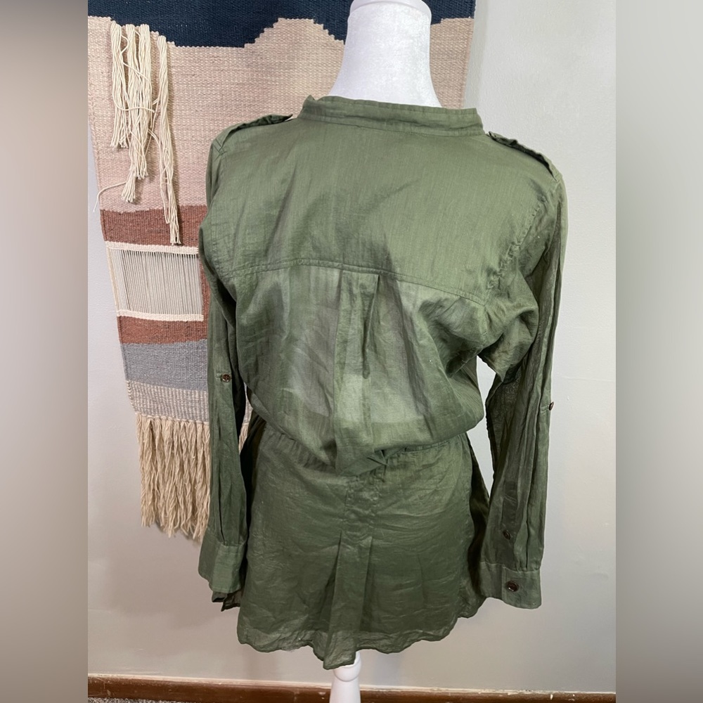 Isabel Marant Etoile Green Crowl Neck Cotton Mini Dress S - Picture 5 of 12